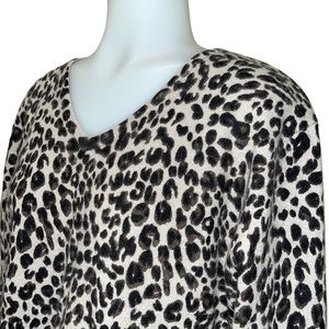 PARAPHRASE Wool Blend ANIMAL PRINT V Neck Sweater~L